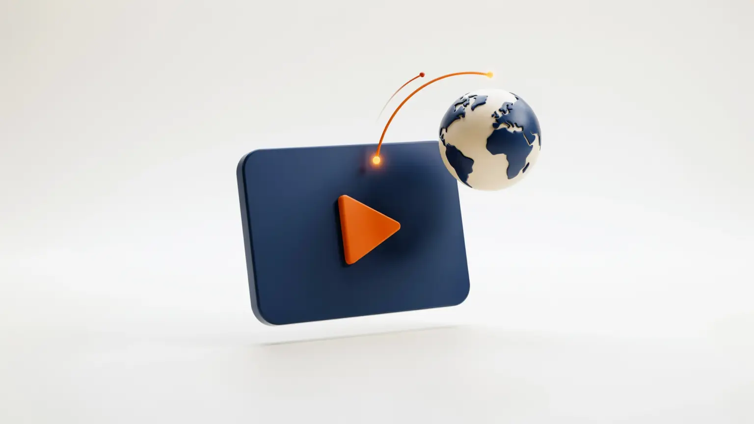 Bouton de lecture vidéo relié à un globe terrestre, illustrant les restrictions géographiques du streaming